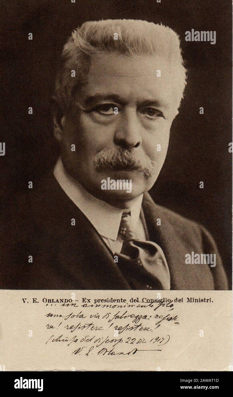 1928 , ITALIA : il politico italiano VITTORIO EMANUELE ORLANDO ( 1860 - 1952 ) , famoso primo ministro italiano della prima guerra mondiale . Orlando era uno dei grandi fou Foto Stock