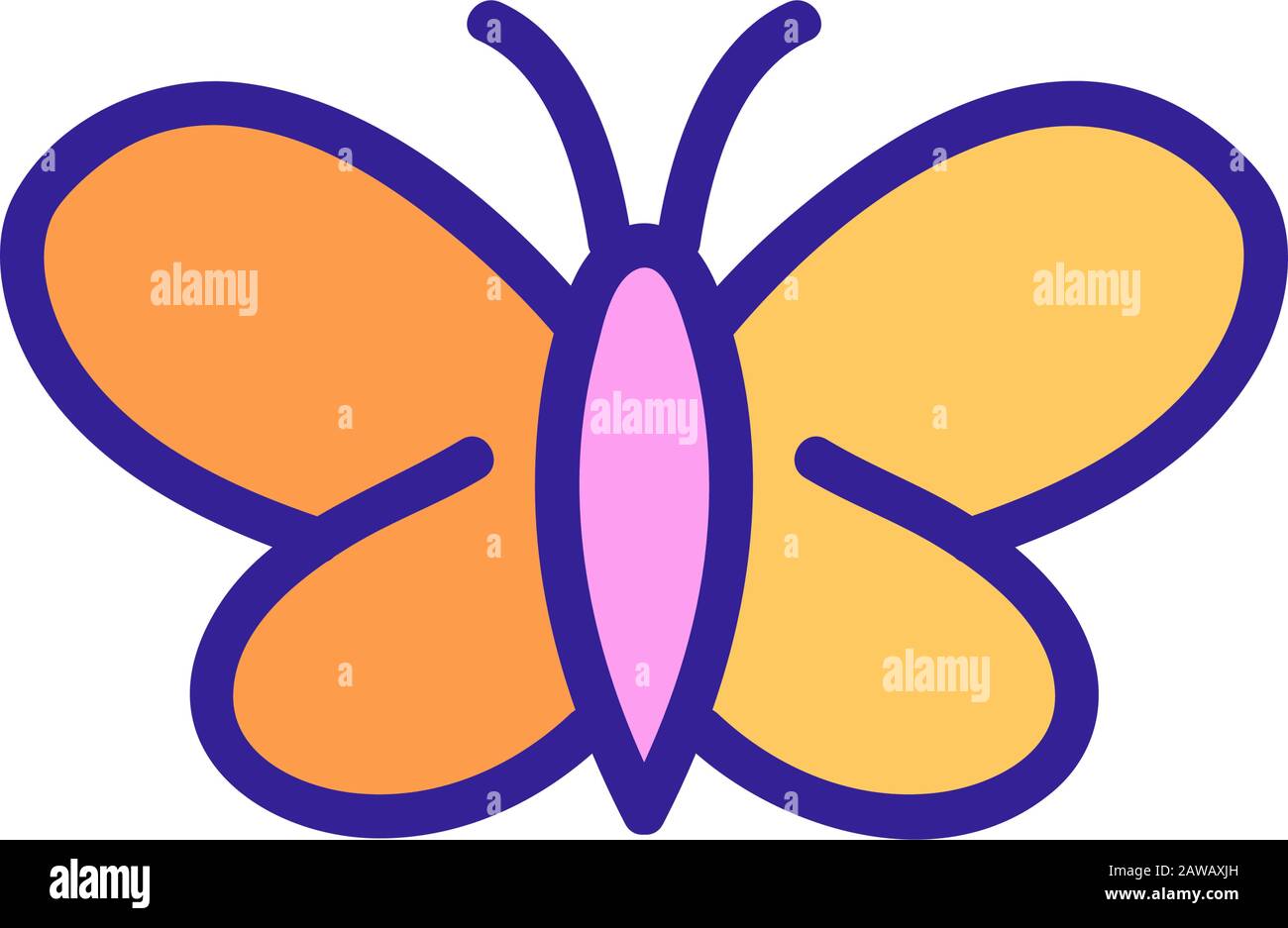 Icona a farfalla vettore. Illustrazione del simbolo del contorno isolato Illustrazione Vettoriale
