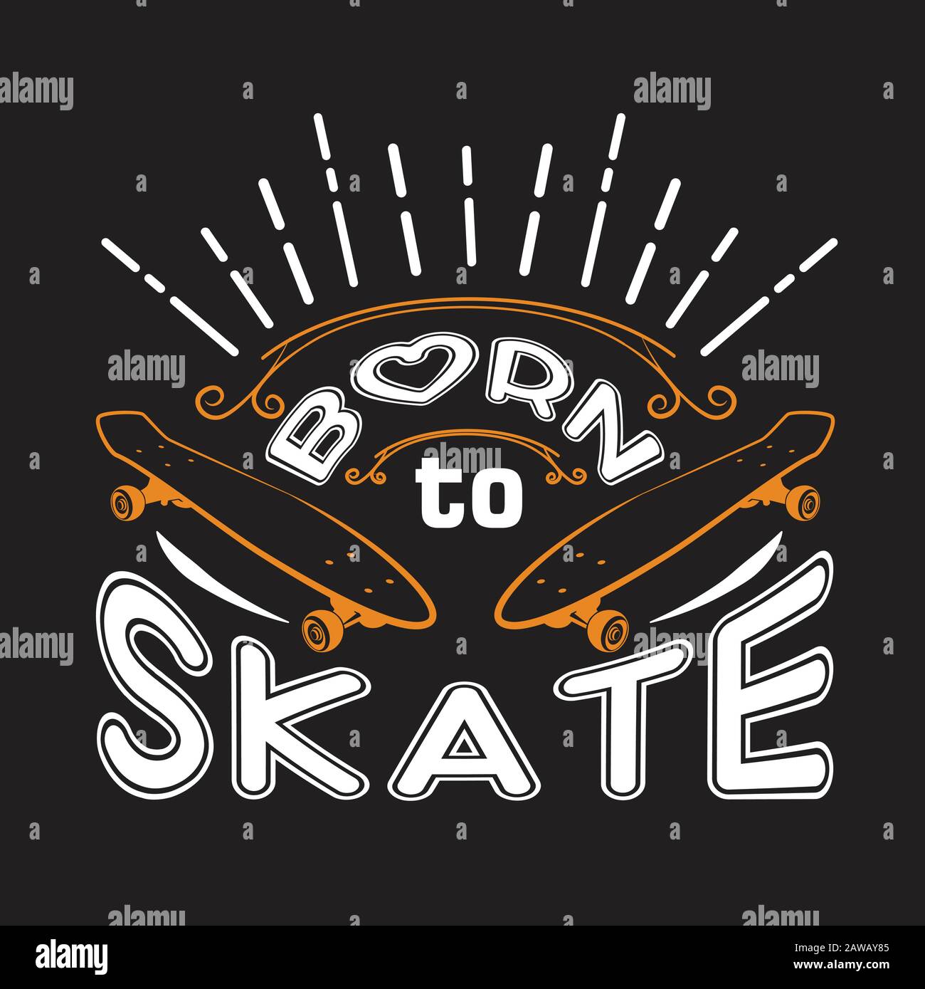 Skater Quotes e Slogan buono per Tee. Nato a Skate. Illustrazione Vettoriale