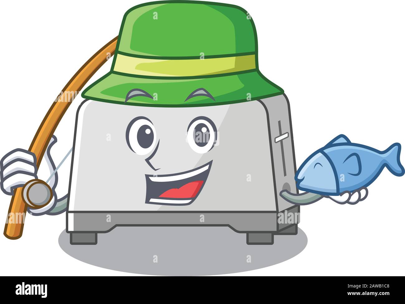 Un'immagine di buon disegno del tostapane del pane di pesca Illustrazione Vettoriale