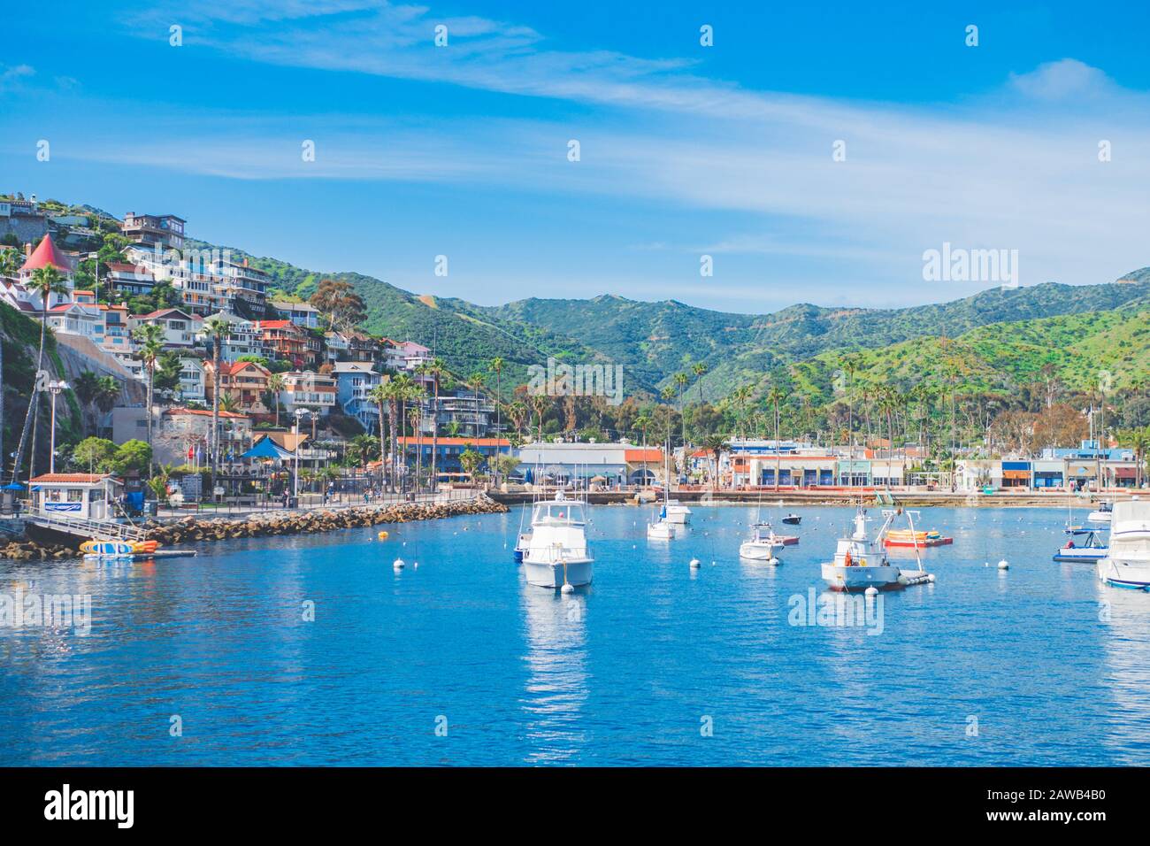 Isola di Catalina, soleggiata e incantevole vista sul mare in California Foto Stock