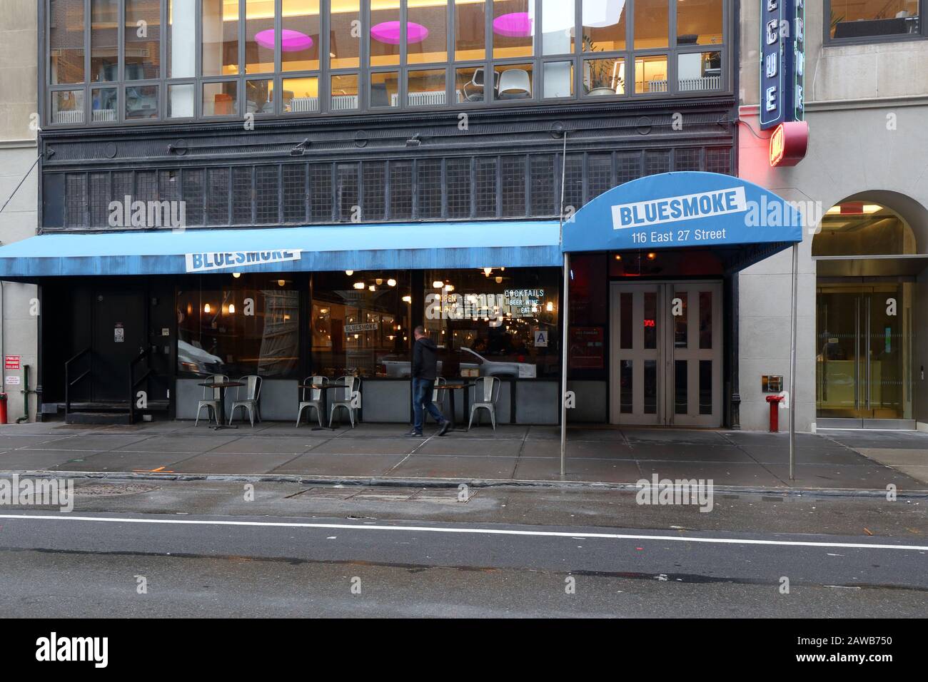 [Storefront storico] Blue Smoke, Jazz Standard, 116 e 27th Street, New York, NYC storefront foto di un ristorante barbecue e jazz club a Nomad Foto Stock