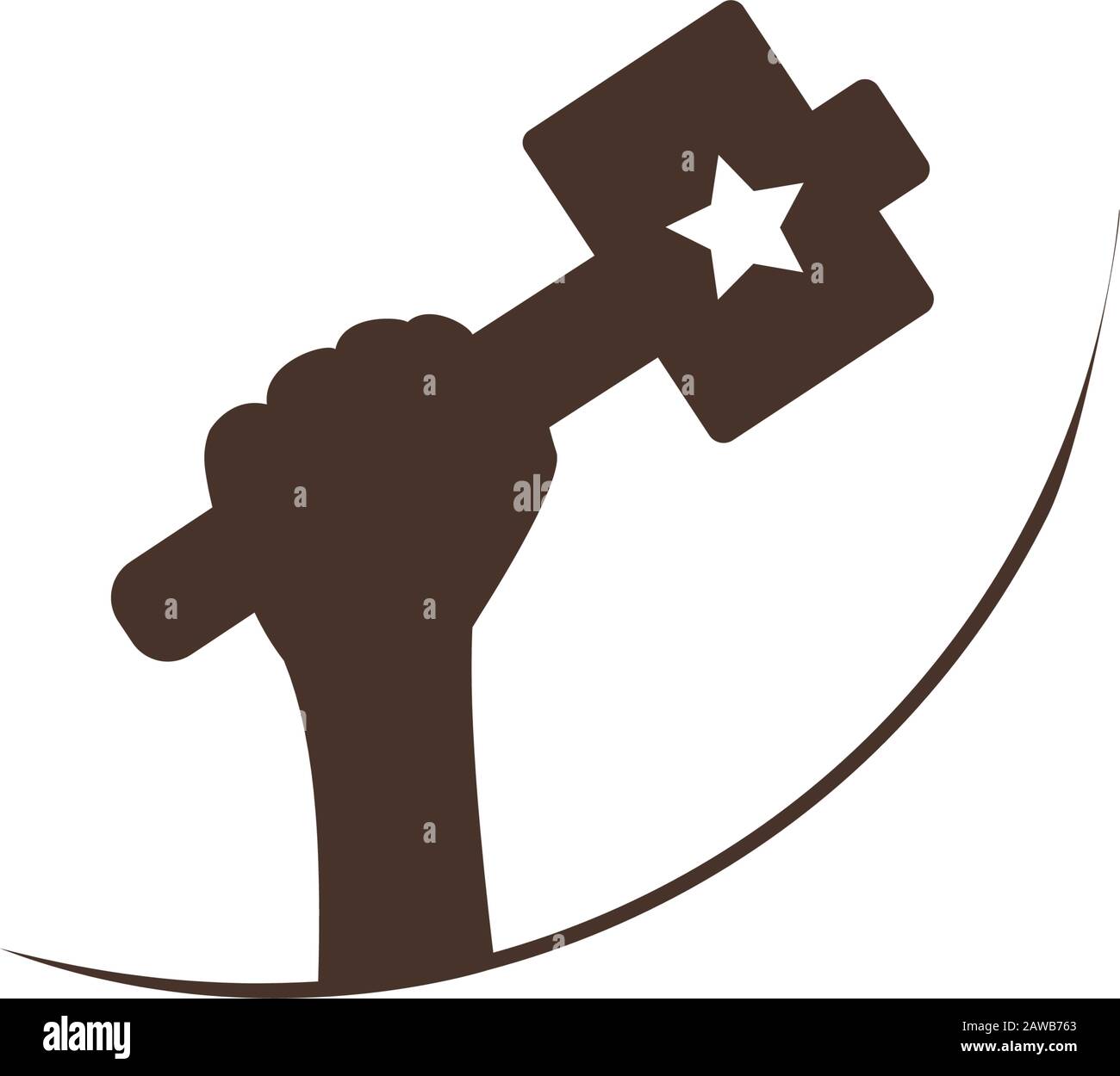 Logotipo di scultura in legno Illustrazione con un'icona scalpello e martello. Logo vintage, logo con incisione. Logo con incisore in legno Illustrazione Vettoriale