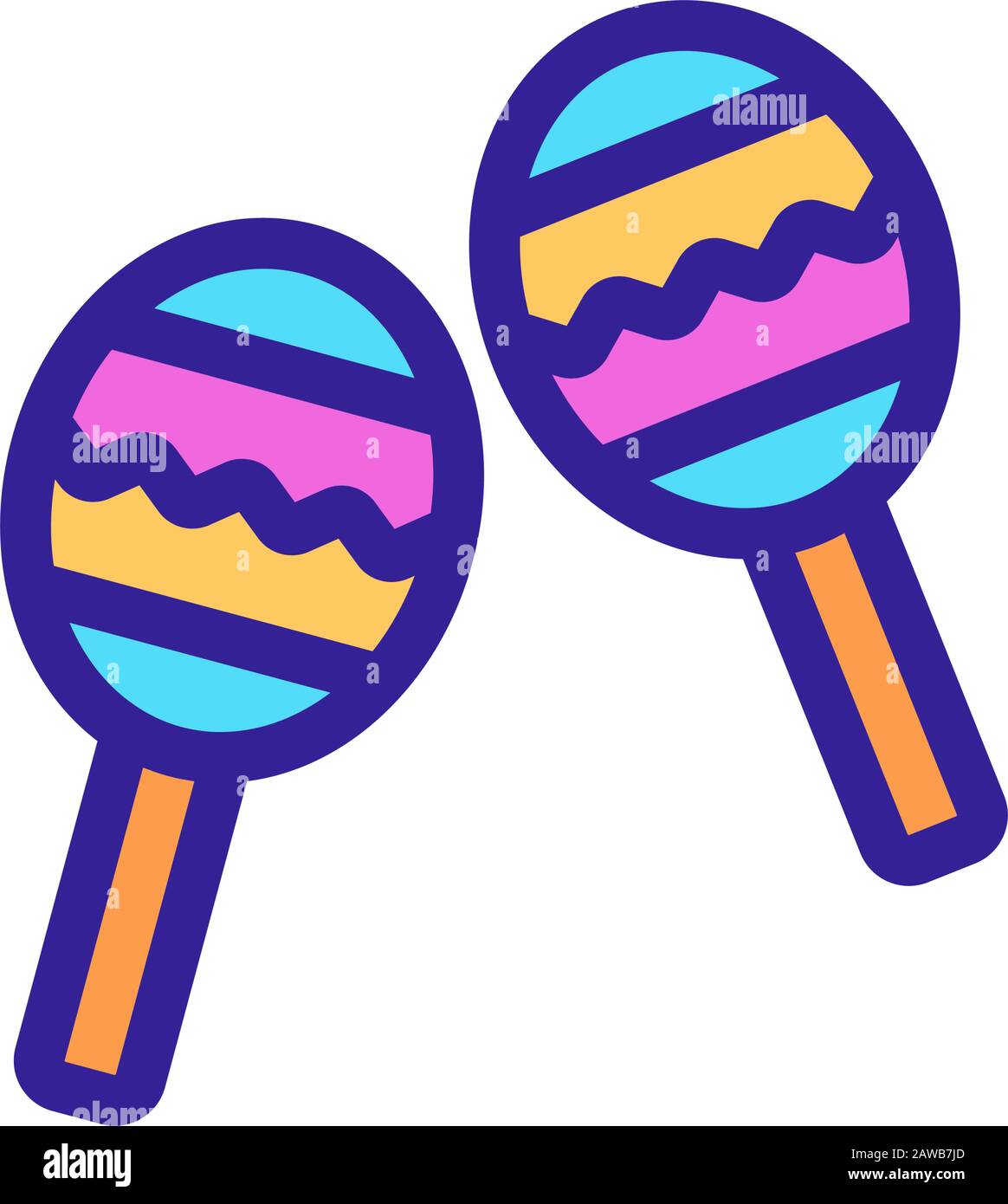 Vettore icona Maracas. Illustrazione del simbolo del contorno isolato Illustrazione Vettoriale