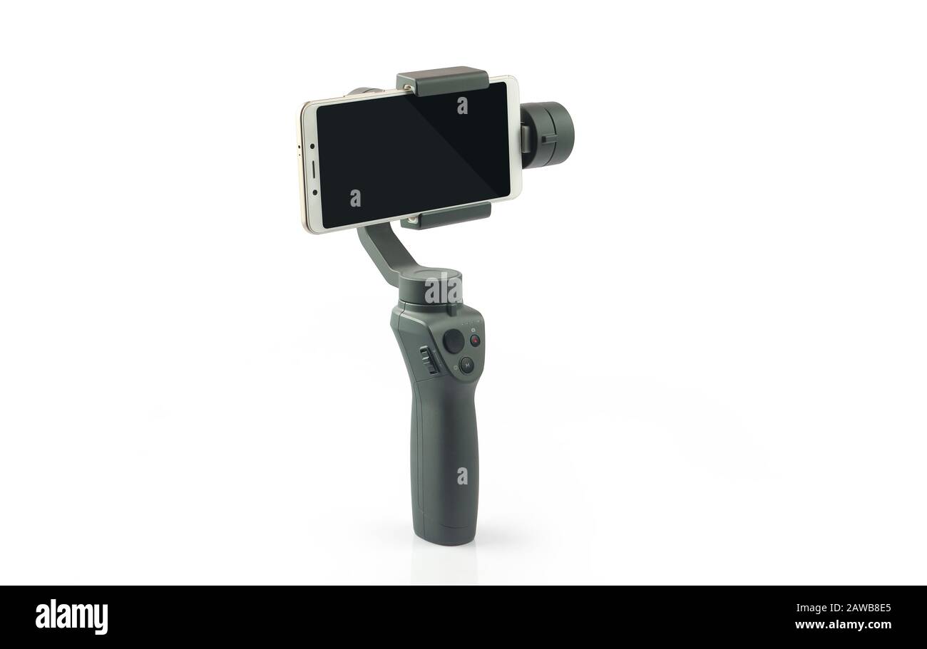 Sospensione cardanica con smartphone Foto Stock