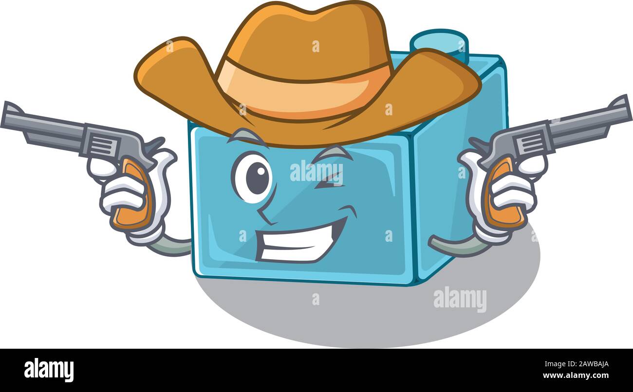 LEGO Brick toys Cowboy cartone animato concetto di avere pistole Illustrazione Vettoriale
