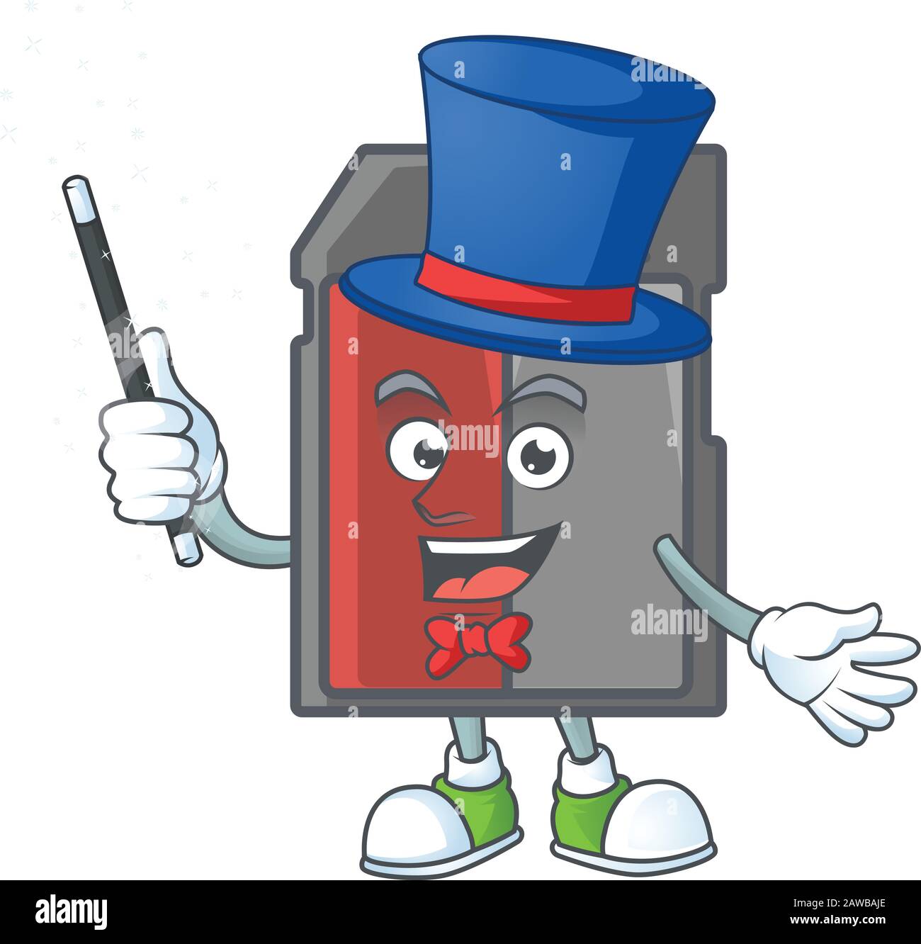 Un personaggio delle prestazioni della scheda di memoria come un mago Illustrazione Vettoriale