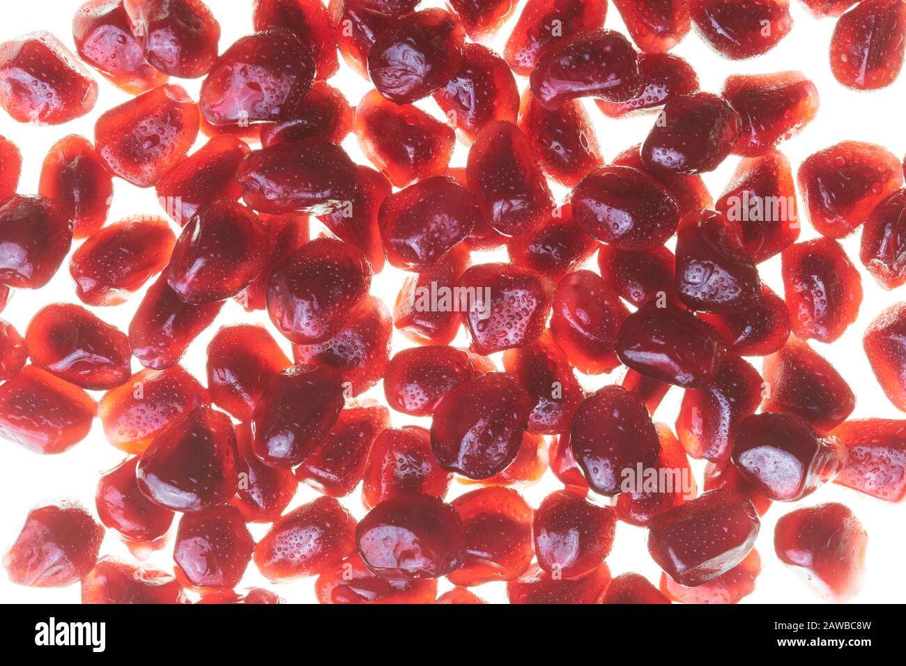 Macro fotografia di semi di melograno organico fresco (Punica granatum) Foto Stock