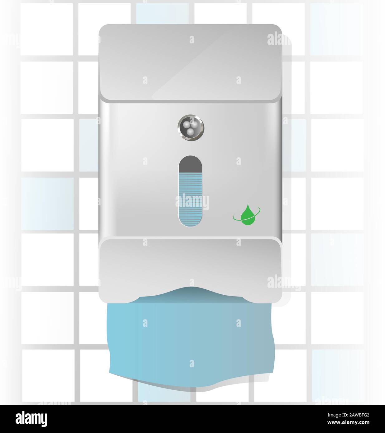 Illustrazione vettoriale di un distributore di asciugamani di carta cromato Illustrazione Vettoriale
