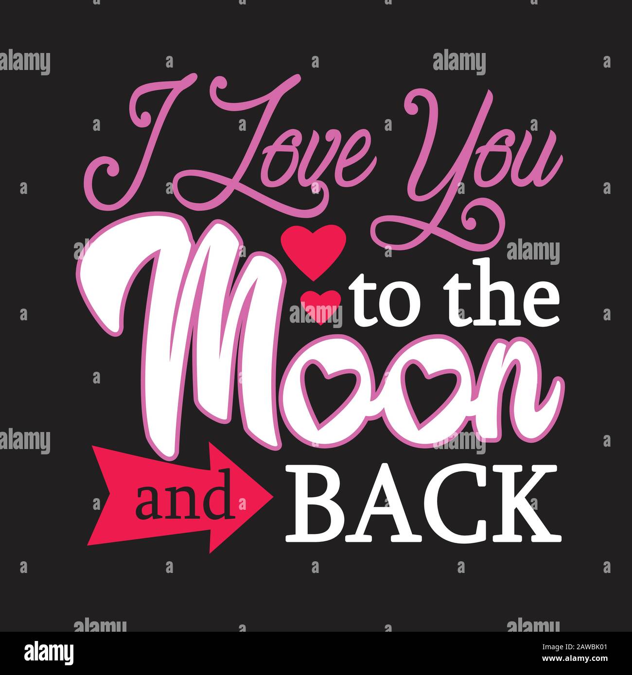 I preventivi della coppia e Lo Slogan buoni per la stampa. Ti Amo Alla Luna E Al Ritorno. Illustrazione Vettoriale
