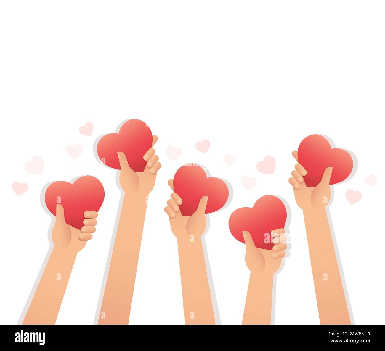 Mani che tengono il cuore, sfondo di San Valentino Foto Stock