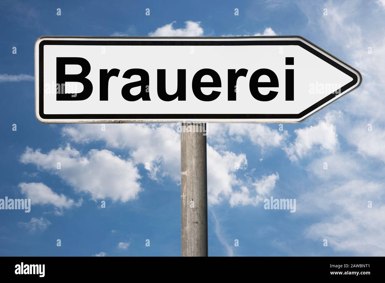 Foto di dettaglio di un cartello con l'iscrizione Brauerei (Birreria) Foto Stock