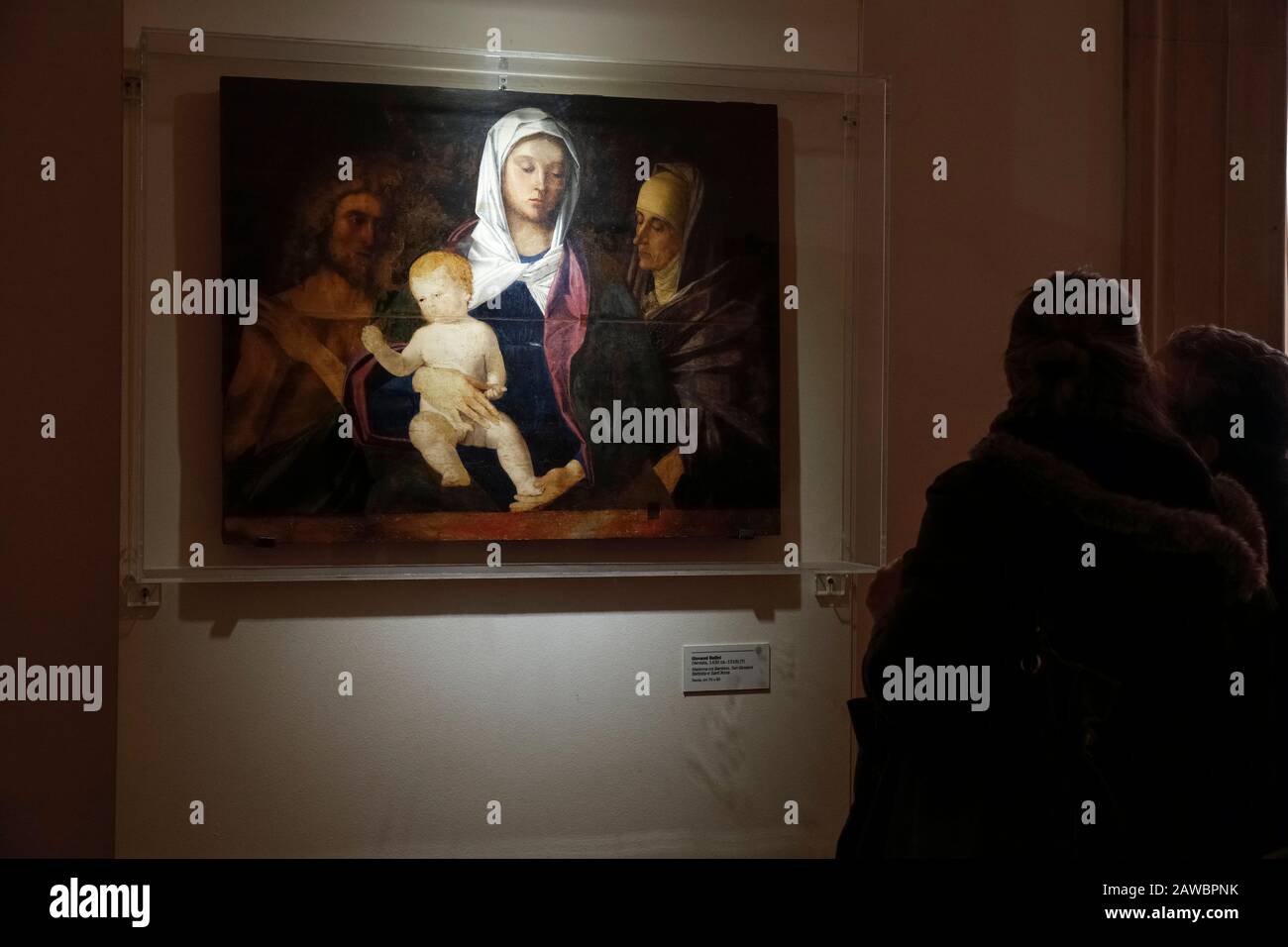 Italia Marche Urbino- Palazzo Ducale - Galleria Nazionale Delle Marche - Madonna Col Bambino, San Giovanni Battista E Sant'Anna Di Giovanni Bellini Foto Stock