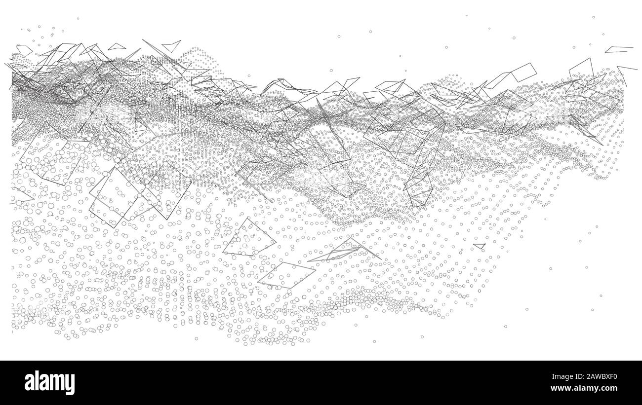 Un astratto vettore-fatto sfondo tecnologico costituito da punti e linee. Il concetto del flusso di informazioni, l'effetto plesso. Il vettore i Illustrazione Vettoriale