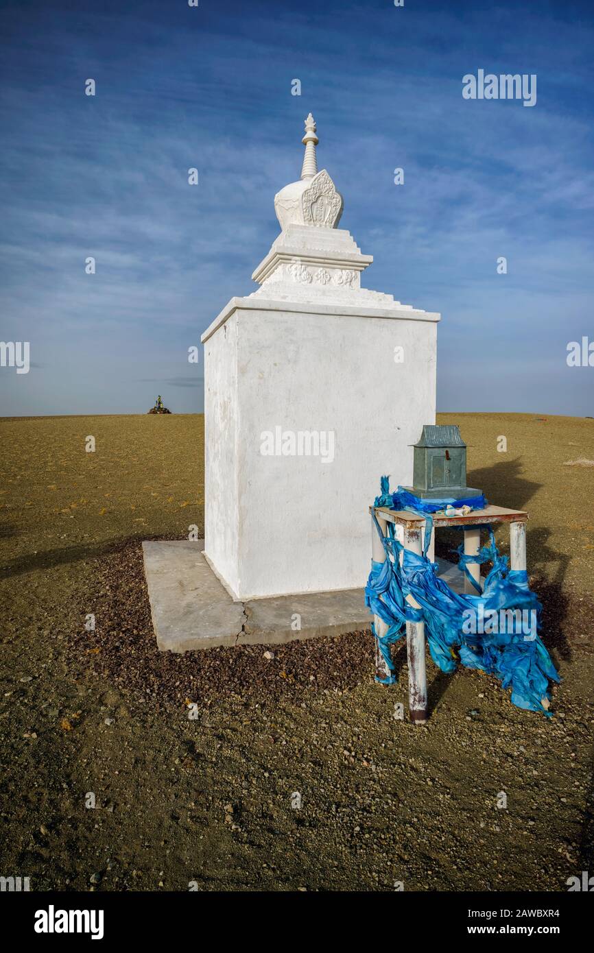 Un monumento culturale nel deserto del Gobi in Mongolia. Foto Stock