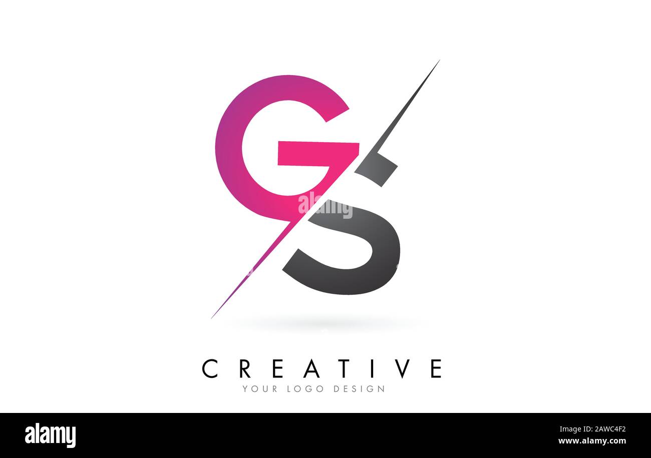 Logo GS G S Letter con design a blocchi di colore e taglio creativo. Design creativo del logo. Illustrazione Vettoriale