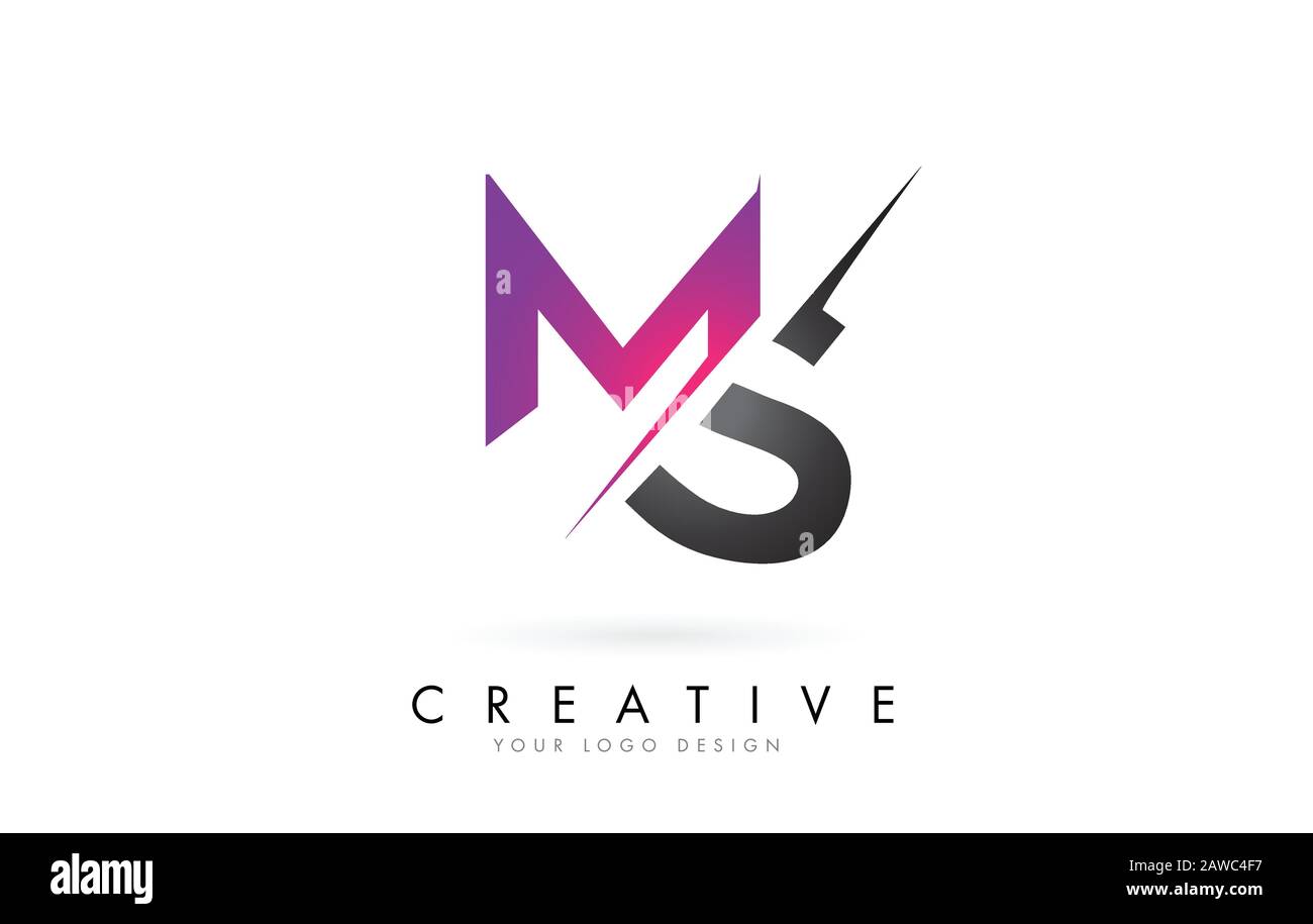 Logo MS M S Letter con Color Block Design e Creative Cut. Design creativo del logo. Illustrazione Vettoriale