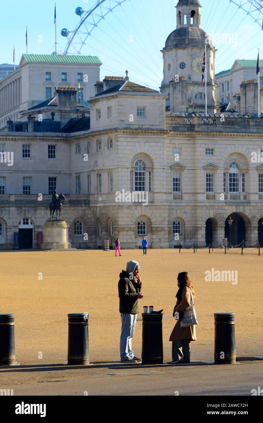 Londra, Inghilterra, Regno Unito. Horse Guards Parade in una giornata di sole nel mese di febbraio Foto Stock