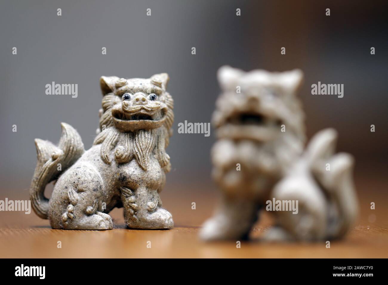 Shisa Home Protector Guardian Lions Cinesi Paia 1 Foto Stock