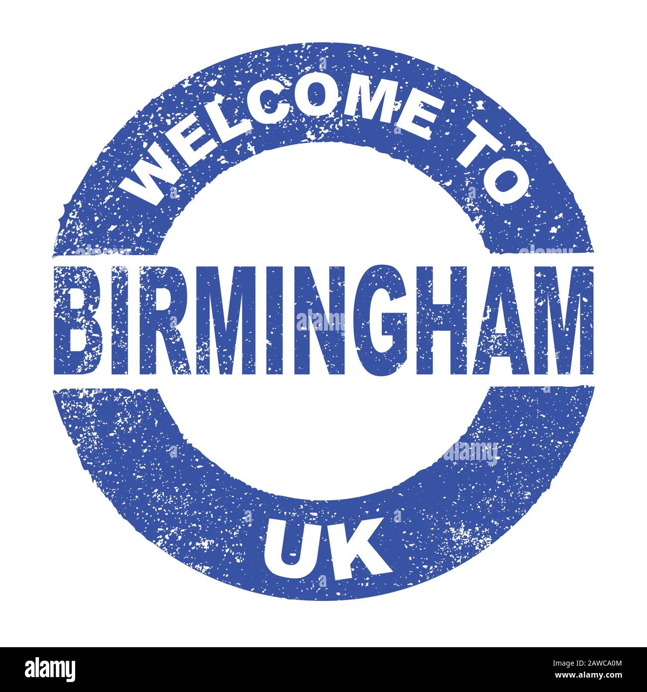 Un grunge inchiostro di gomma con il testo Benvenuti A Birmingham UK su uno sfondo bianco Illustrazione Vettoriale