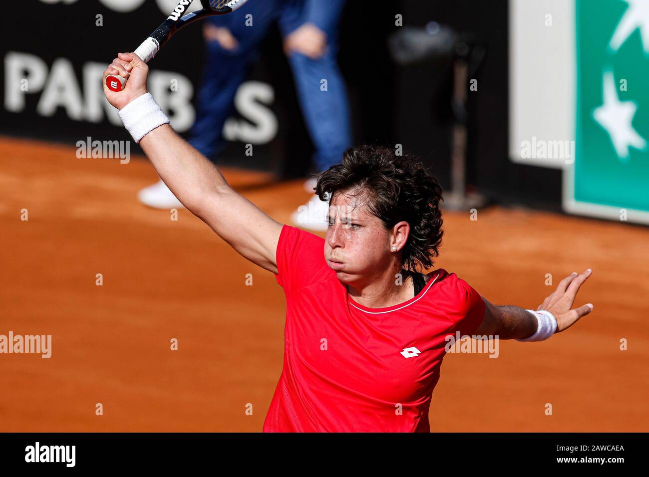 Cartagena, Spagna. 8th gennaio 2020. Partita di tennis tra Carla Suarez della Nazionale Spagnola, contro Kurumi Nara della Nazionale Giapponese. Carla Suarez vince la partita e la classificazione per la Spagna alla finale di Budapest. © ABEL F. ROS/Alamy Live News Foto Stock