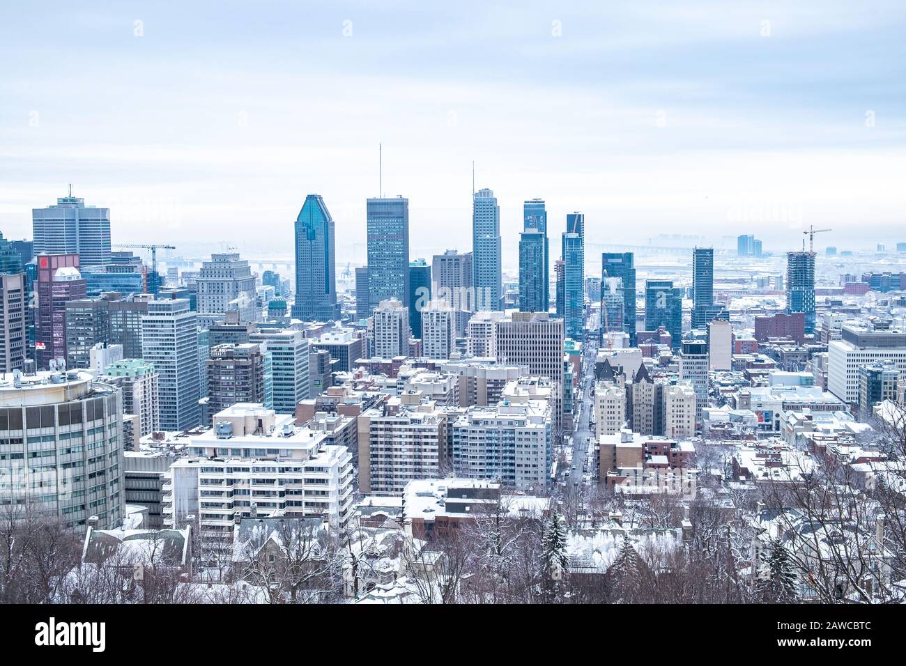 Montreal in inverno da Mont Royal, Canada Foto Stock