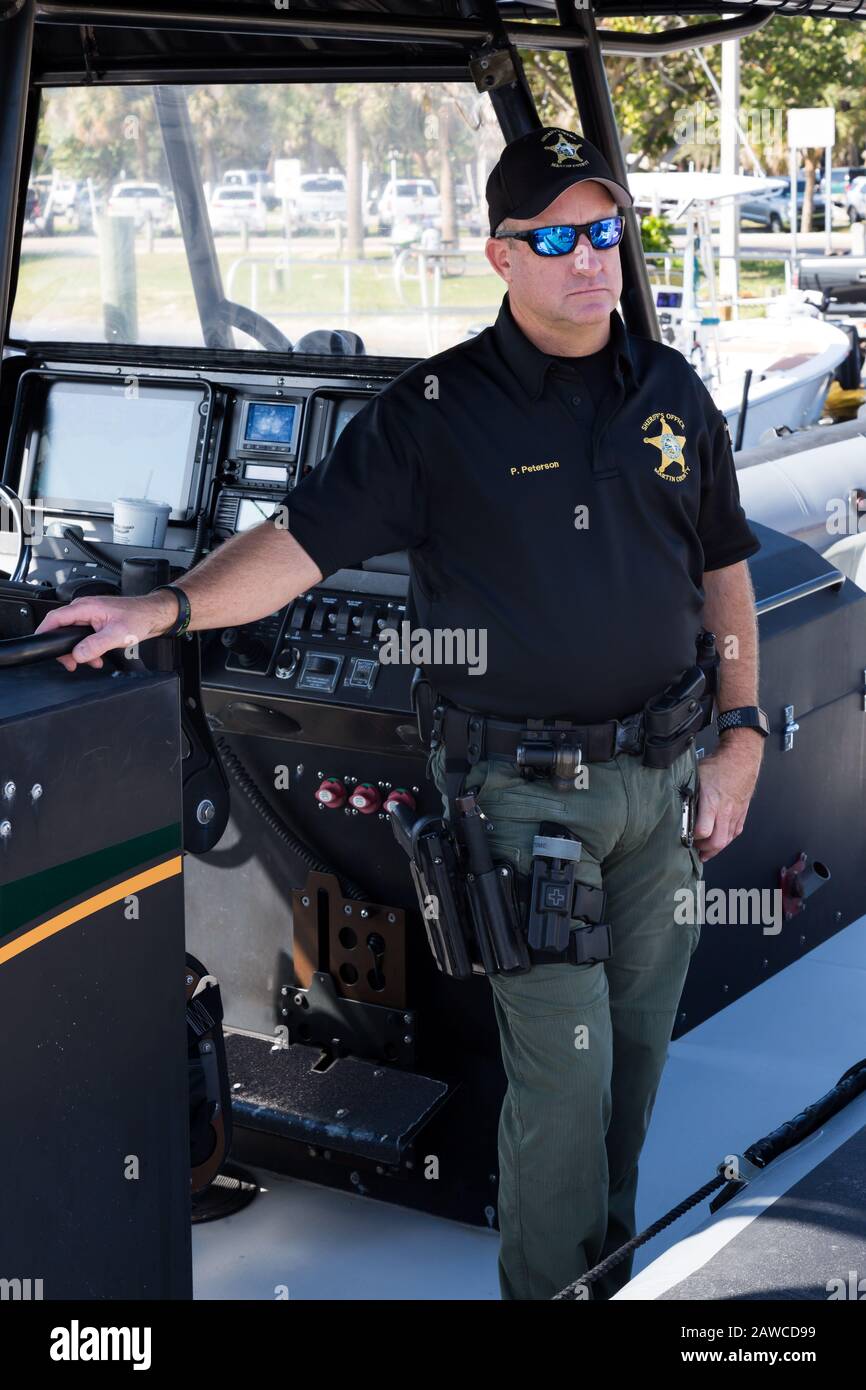 Vice Pete Peterson, L'Unità Marina Dell'Ufficio Di Martin County Sheriff. Foto Stock