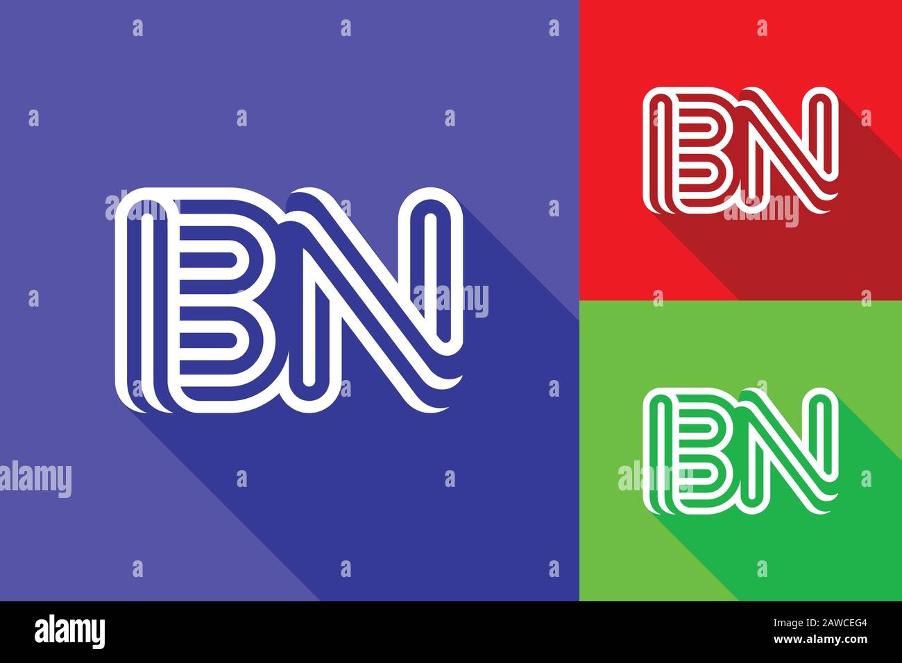 B e N linee combinate Letter Logo. Modello Di Progettazione Lettere Linea Creativa Illustrazione Vettoriale