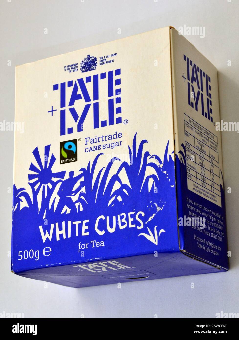 Un pacchetto da 500 grammi di cubi bianchi Tate & Lyle zucchero Fairtrade che il pacchetto dice 'per il tè' Foto Stock