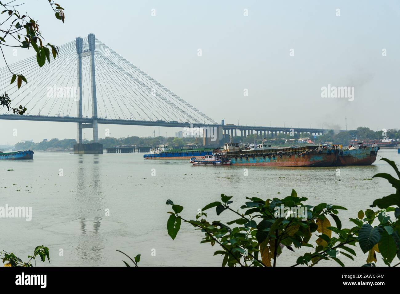 Vista del ponte Vidyasagar. Calcutta. India Foto Stock