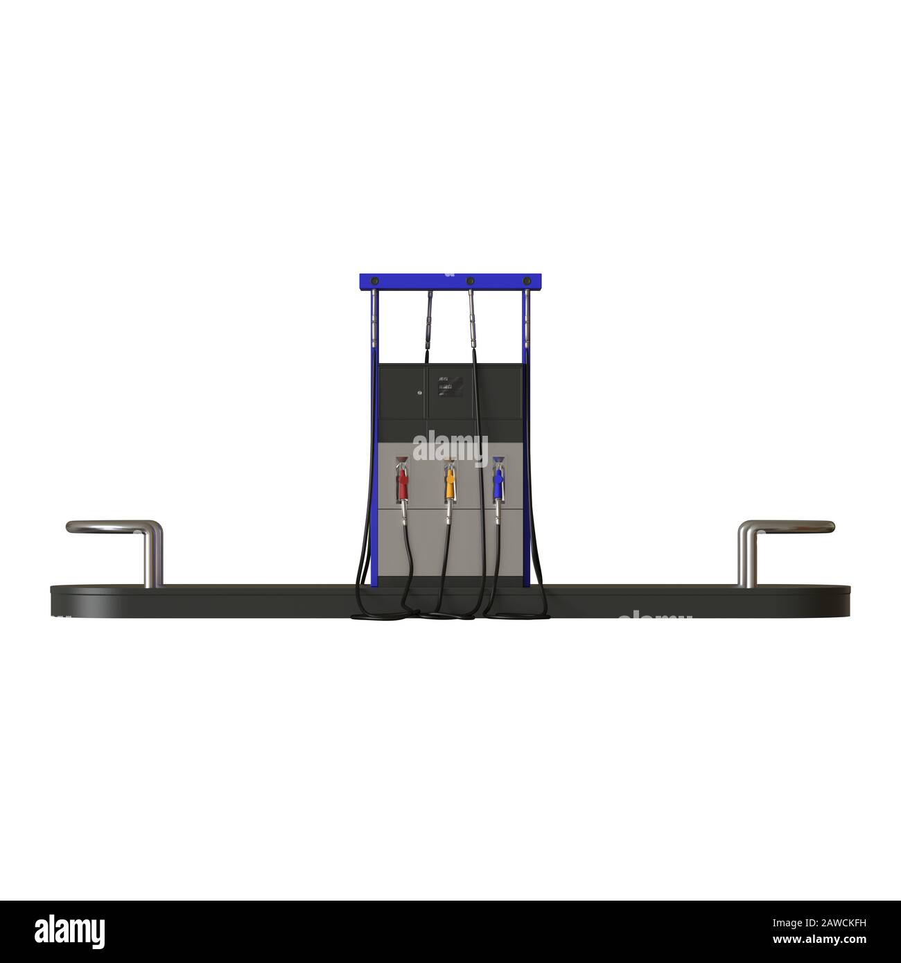 Una stazione di servizio su sfondo bianco. Isolare. Rendering 3D di qualità eccellente ad alta risoluzione. Può essere ingrandito e utilizzato come sfondo o come tex Foto Stock
