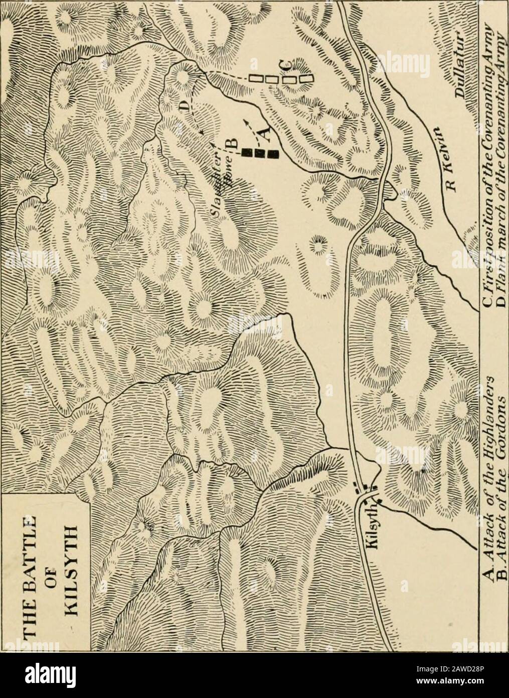 Il marchese di Montrose . ost.Haldanes scappamento lo ha portato a correre indietro fromBalcarress lato, ma il mischief era stato fatto. Hetentato invano di rally il piede, e poi indespair galoppato alla parte posteriore per il Fife Reserves.But gli uomini di Fife aveva presto disappaiato del problema, e sono stati in pieno volo per le loro case. Circa thesame tempo Montroses trombe suonò il generalAdvance. L'intero esercito Royalist ha spazzato la collina, ma nessun nemico li ha attesi sulla cresta. Il semicerchio del piccolo anfiteatro era vuoto, e l'outsiderim era disseminato di cavallo volante e piedi. Dei 6.000 uomini che ha Foto Stock