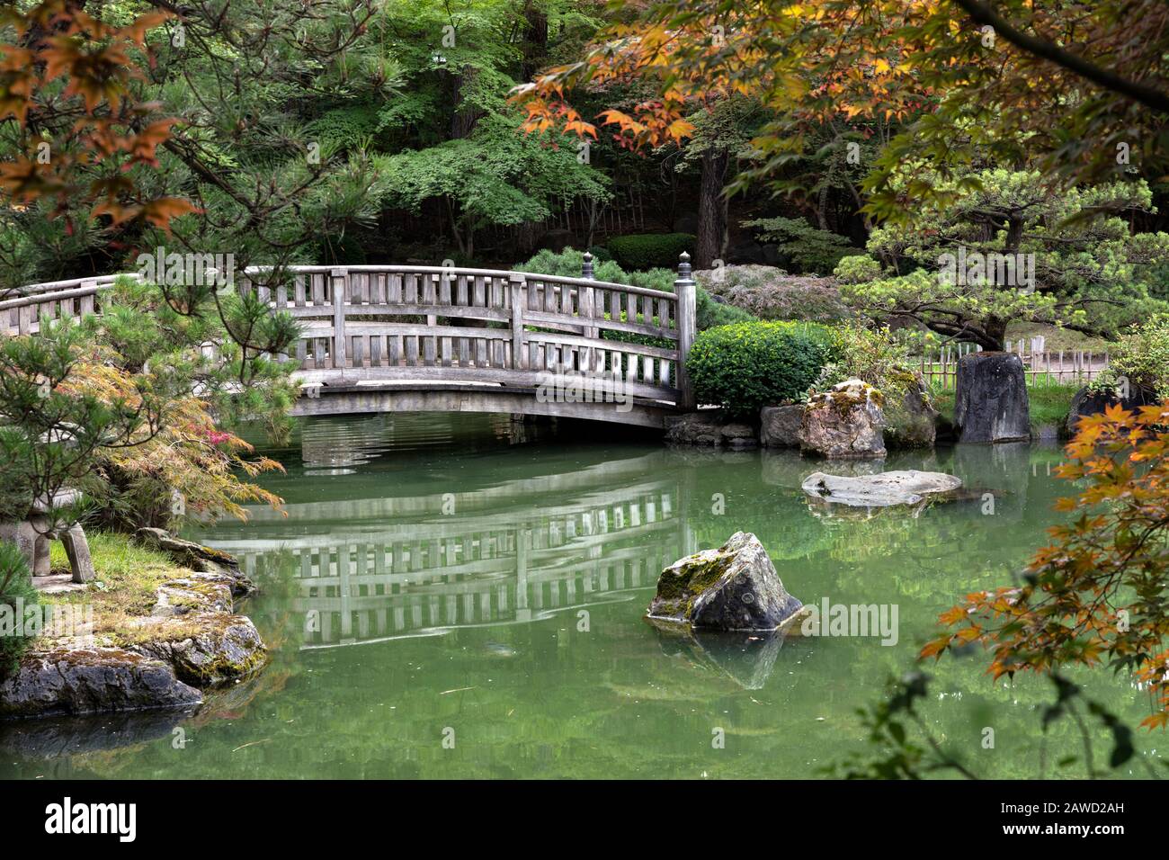 WA17388-00...WASHINGTON - Nishinomiya Giardino Giapponese nel Parco Manito di Spokane. Foto Stock