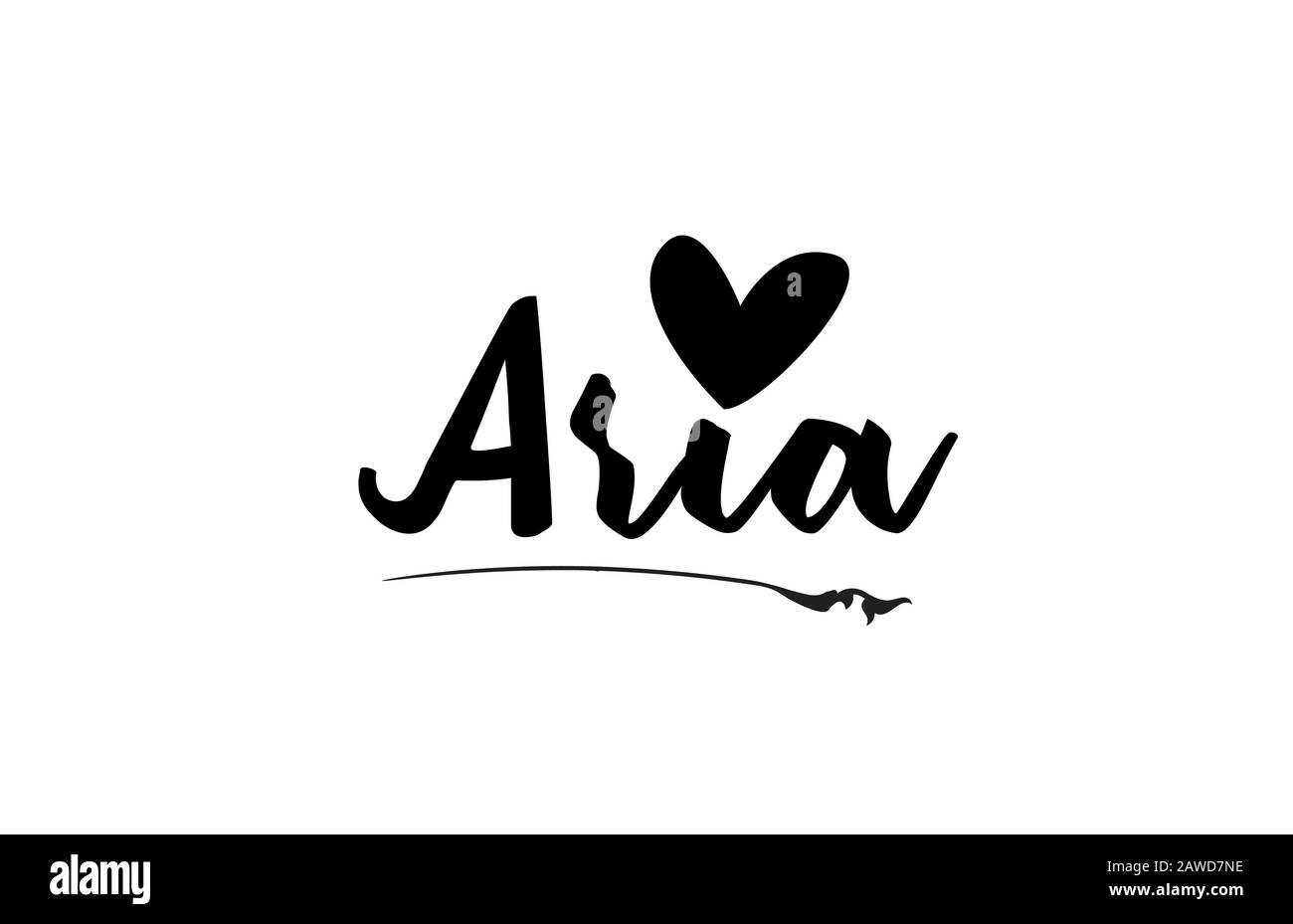 Nome aria parola di testo con amore cuore mano scritta per logo tipografia modello di progettazione. Può essere utilizzato per un logotipo aziendale Illustrazione Vettoriale