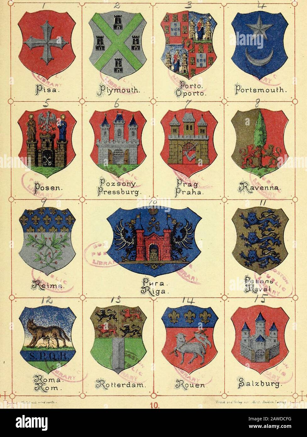 Die Wappen der wichtigsten städte Europa in chromolithographischen abbildungen . Sr -yr -Y- vt=r Foto Stock