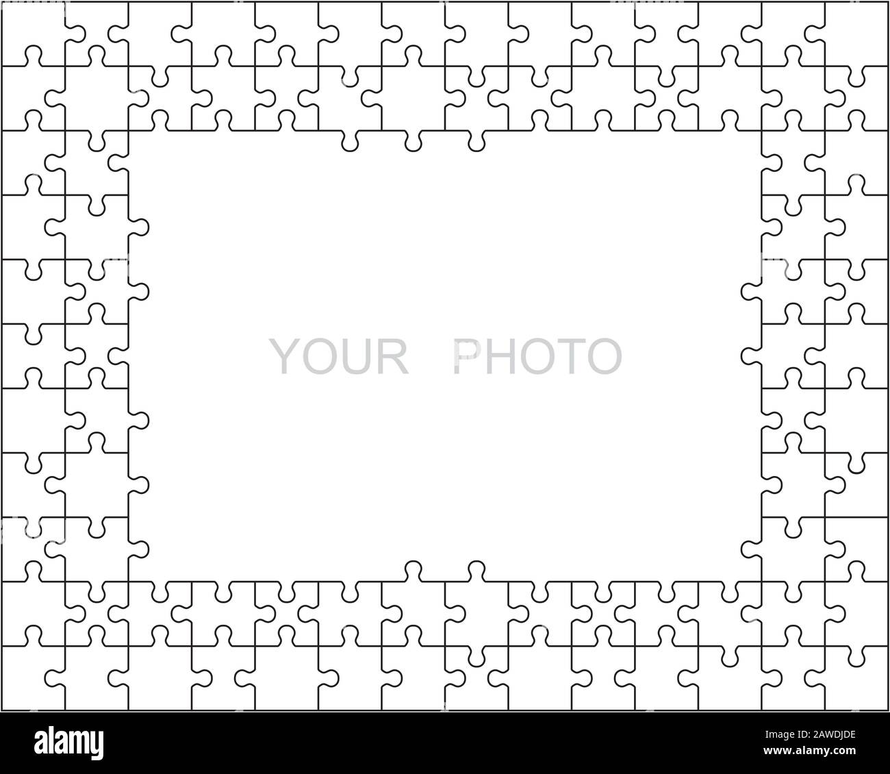 Puzzle cornice o bordo fatto di vari pezzi di nero classico stile che si accecano l'un l'altro Foto Stock