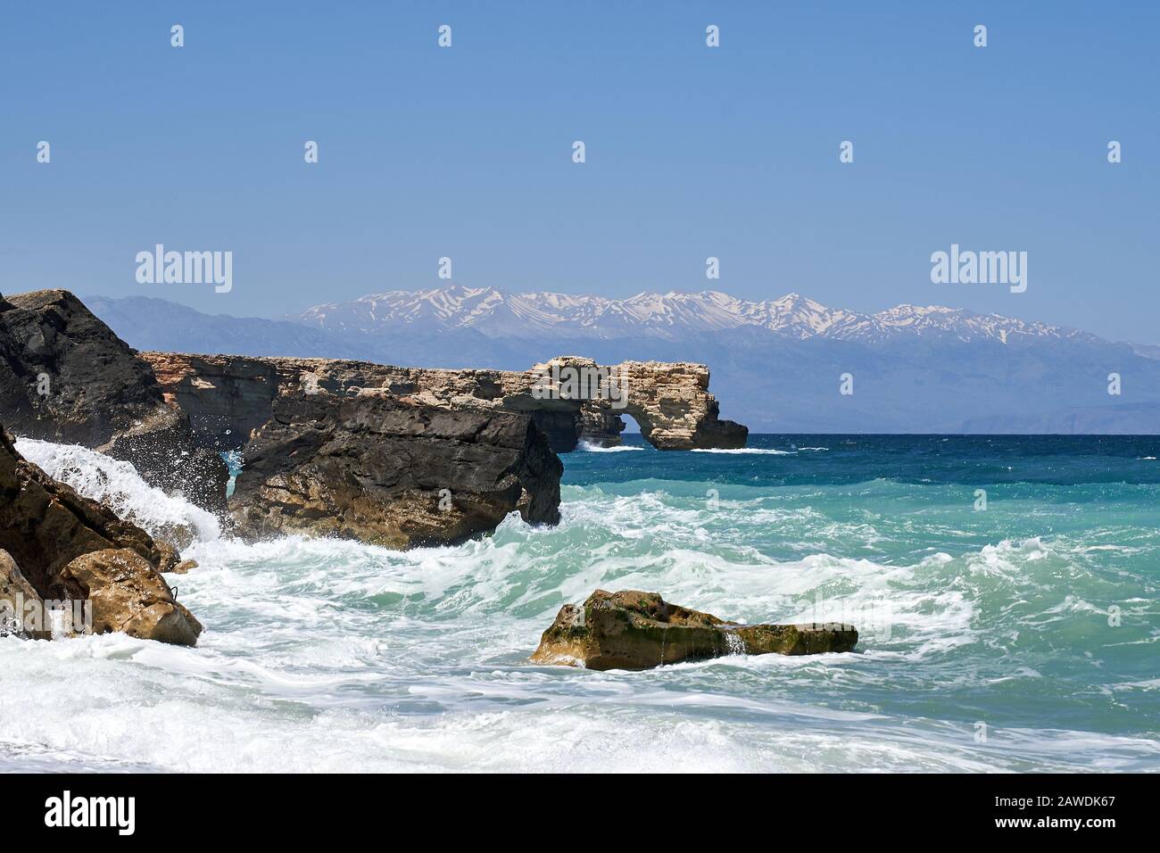 ISOLA DI CRETA, GRECIA. Geropotamos spiaggia e fiume, prefettura di Rethymno in estate Foto Stock