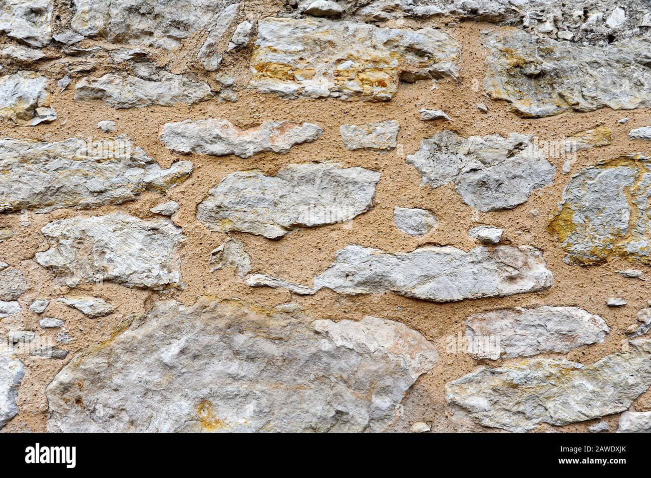 Vecchia parete Di Pietra Calcarea all'esterno dell'Alamo Foto Stock