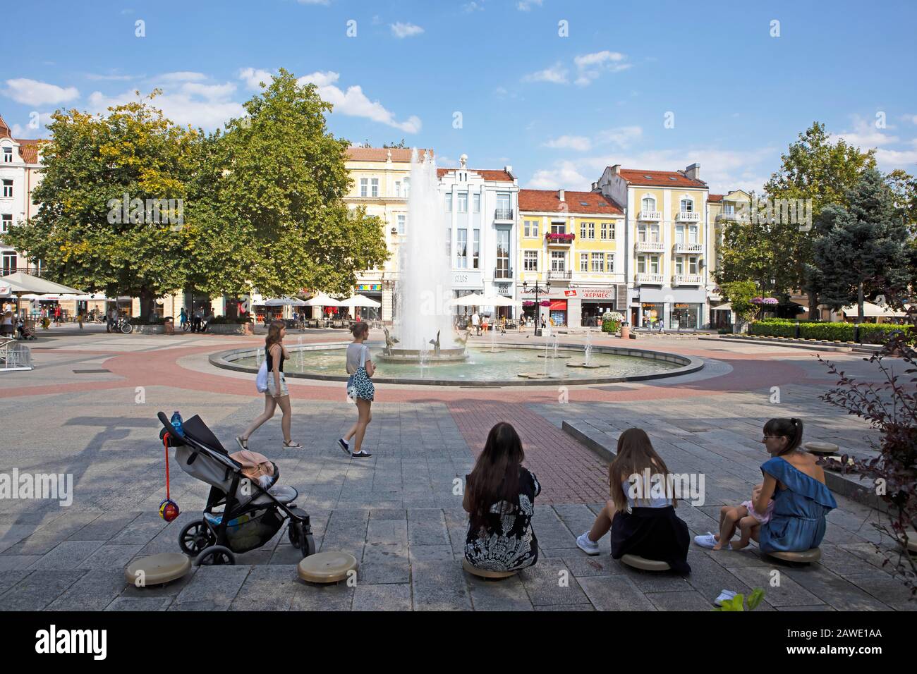 Knyaz Aleksandar i zona pedonale, Plovdiv, capitale europea della cultura 2019, Provincia di Plovdiv, Bulgaria Foto Stock