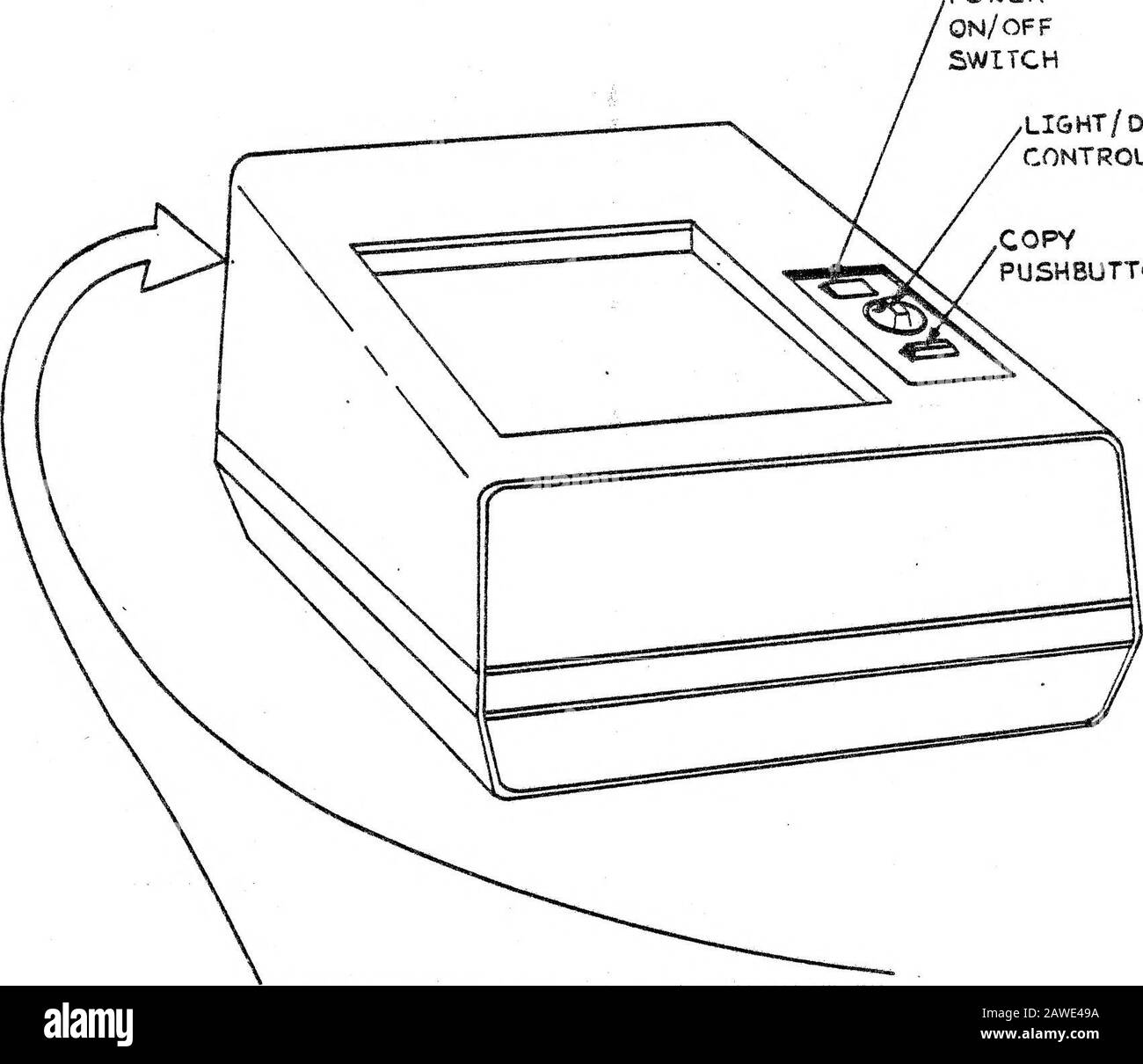 SandersAssociates :: graphic8 :: H-82-0176 Vistagraphic 3000 Graphic 8 Series 8000 Manuale Di Funzionamento e manutenzione Feb1983 . CONTROLLO CONTRASTO ANDPRESET INTERRUTTORE OFF/ON CONTROLLO LUMINOSITÀ ANDPRESET INTERRUTTORE OFF/ON POWERSWITCH 1 II1 1I H-82-0176-018 FIGURA 2-3. Controlli e indicatori del monitor monocromatico 2-6 f ACCENSIONE/OFFSWITCH LIGHT/DARKCONTROL COPYPUSHBUTTON. Foto Stock