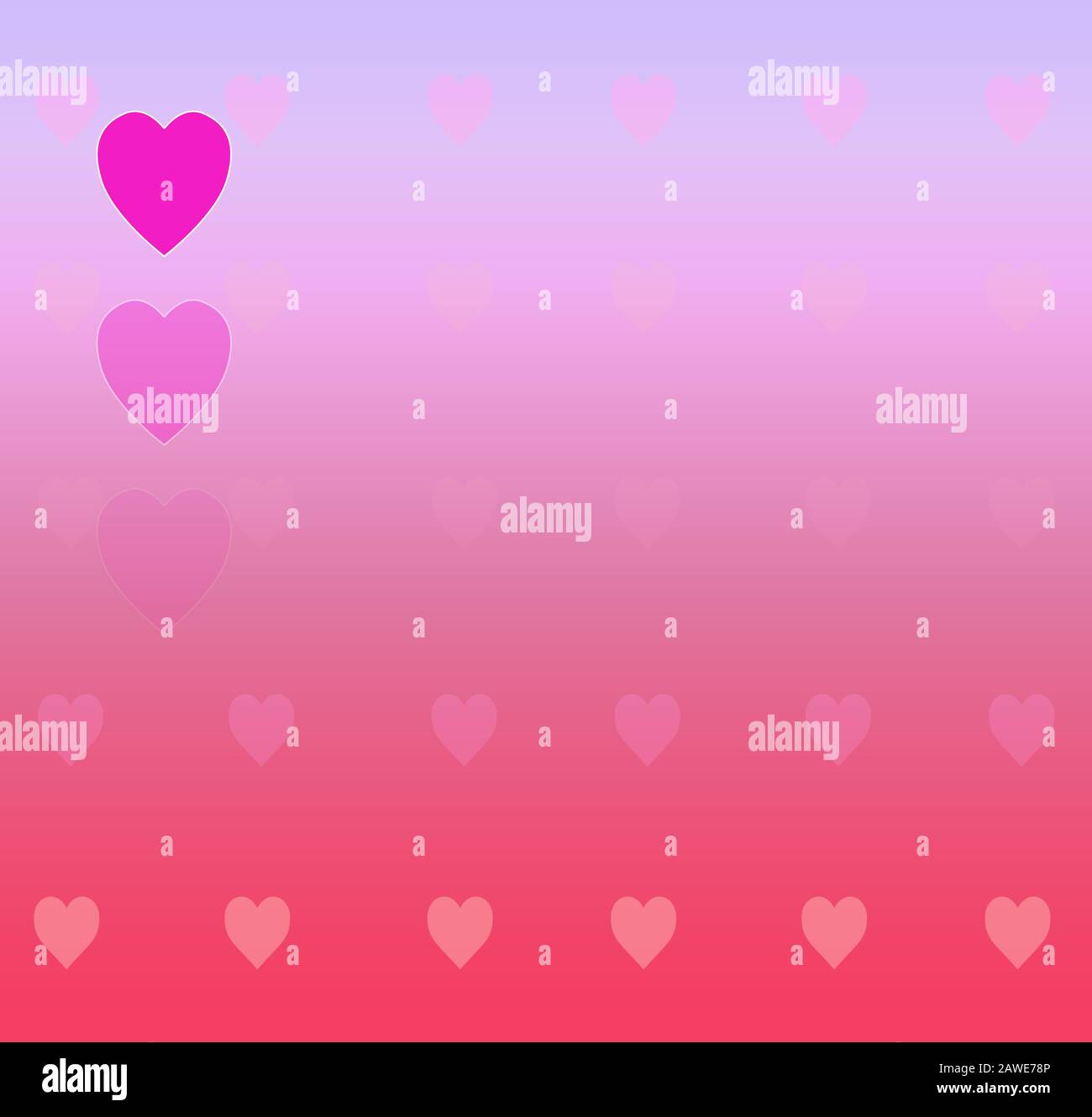 cuori rosa su sfondo rosa graduato con più grande cuore solitario posto a  sinistra Foto stock - Alamy