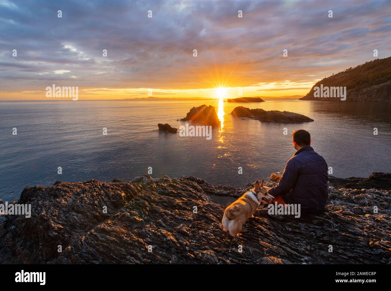 Guardando Il Rosario Beach Sunset Al Decption Pass Foto Stock