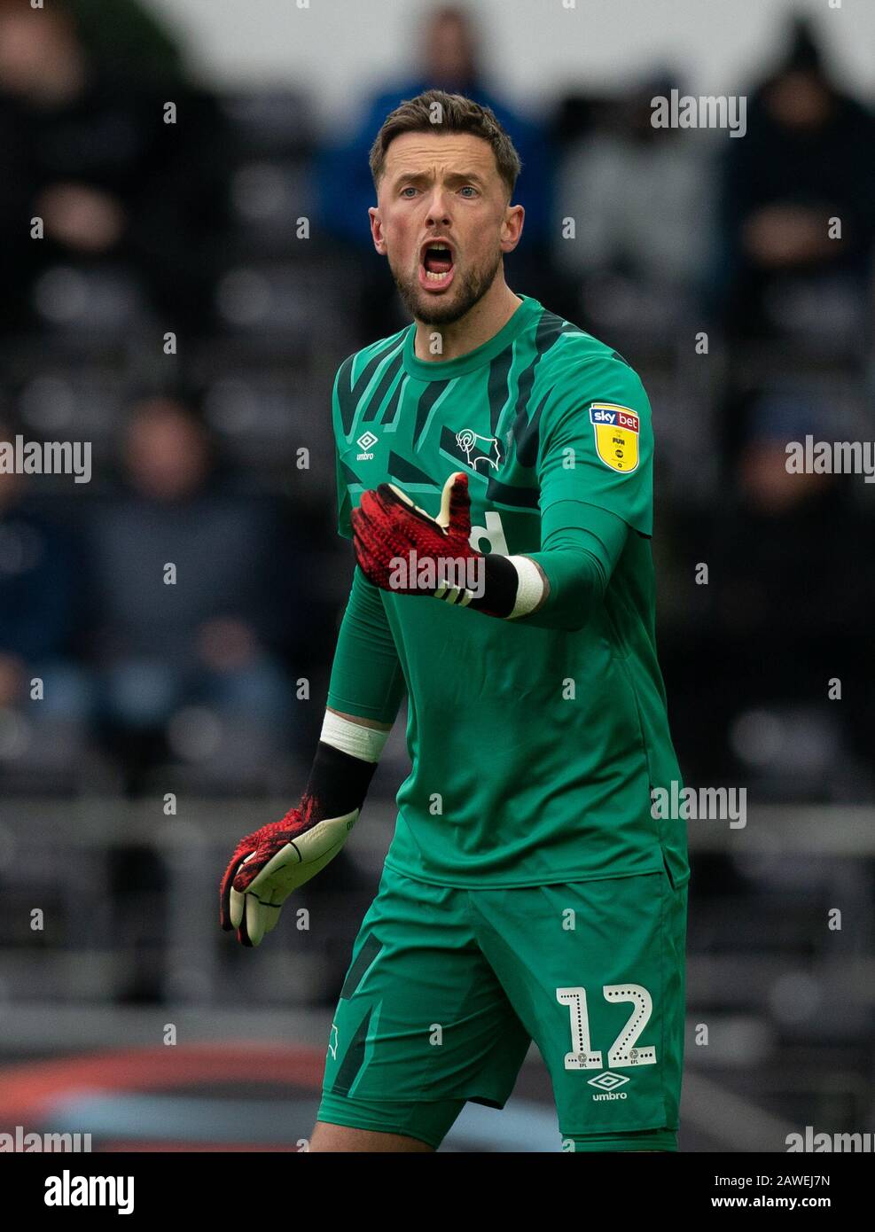 Swansea, Regno Unito. 08th Feb, 2020. Portiere ben Hamer (in prestito da Huddersfield Town) della Derby County durante la partita Sky Bet Championship tra Swansea City e Derby County allo stadio Liberty di Swansea, Galles, l'8 febbraio 2020. Foto Di Andy Rowland. Credito: Prime Media Images/Alamy Live News Foto Stock