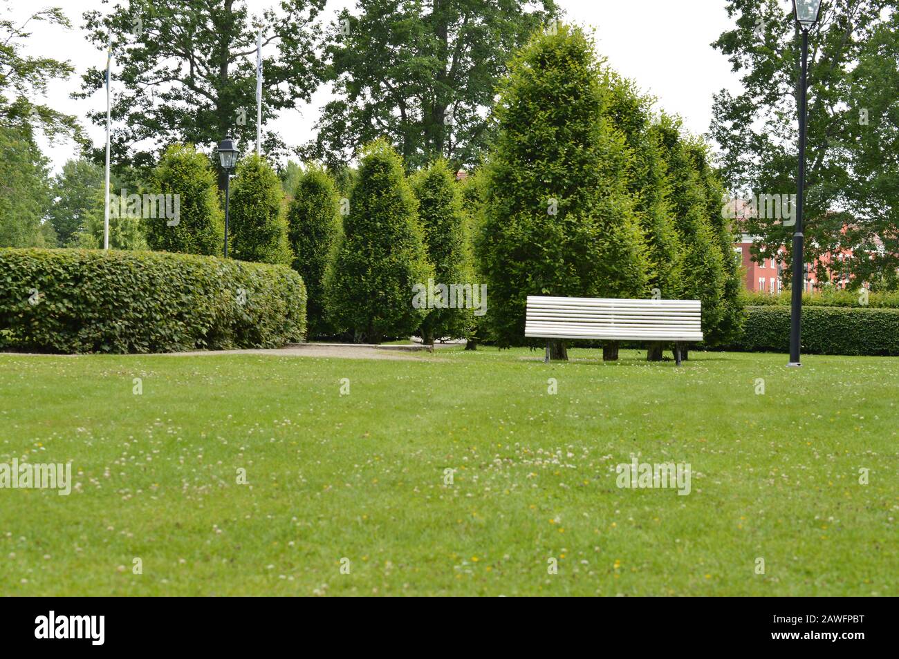 Parco presso il castello svedese di växjö Foto Stock