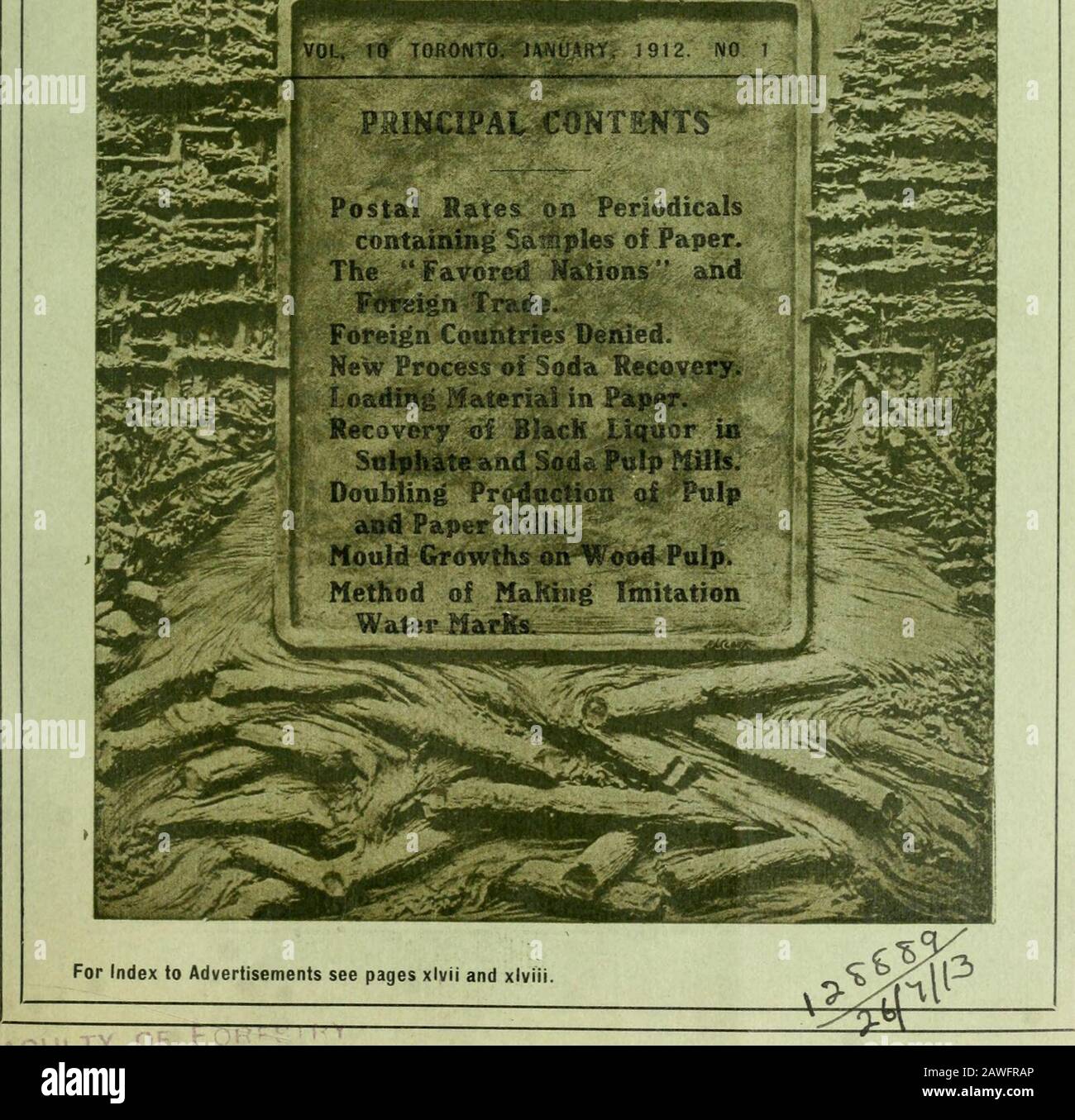 Rivista di pasta e carta del Canada . PilCULTV o La Polpa e carta Istituito 1837 l . IN INCORPORATO 1867 RISO, BARTON & FARES MACCHINA & FERRO CO. CHARLES S. BARTOV, PREST. & TreasGEORGE S. BARTON. Segretario. WORCESTER, MASSA. Costruttori Di Moderne Macchine A Quattro cilindri e quattro cilindri per MakingPaper e asciugatura Di Pasta. Avvolgitori Verticali A Doppio Tamburo E Avvolgitori. Bobine Verticali E Girevoli. Macchine Grandi E Pesanti. Frese Girevoli E Layboys. Hill Patent Diagonal Cutters, che può essere dotato di Disposizione Di Taglio, e Dipanatura Fuori Bar.Refrigerati ferro calandra Rotoli Foto Stock