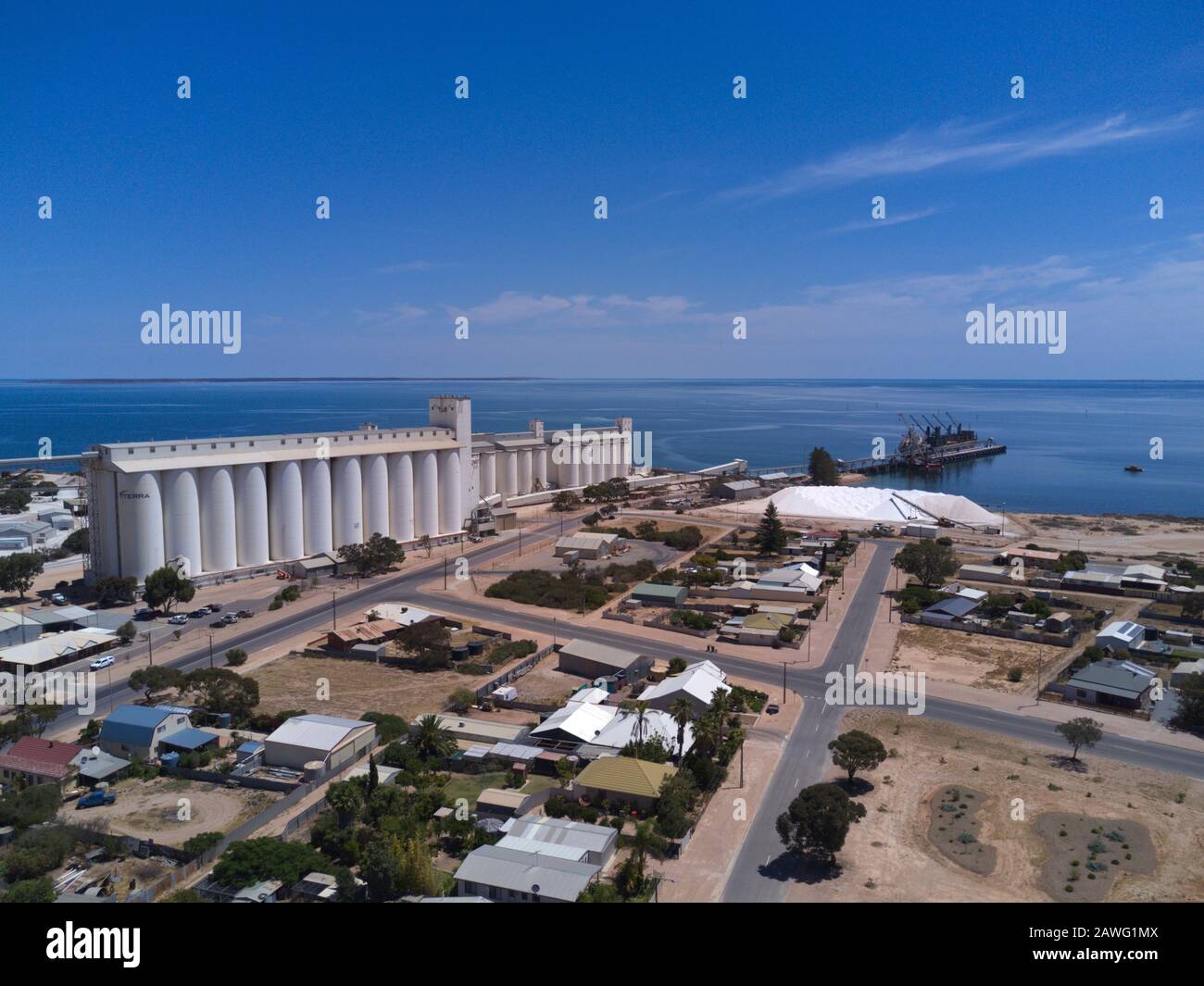 Antenna dei silos di grano a Port Thevenard Ceduna South Australia Foto Stock