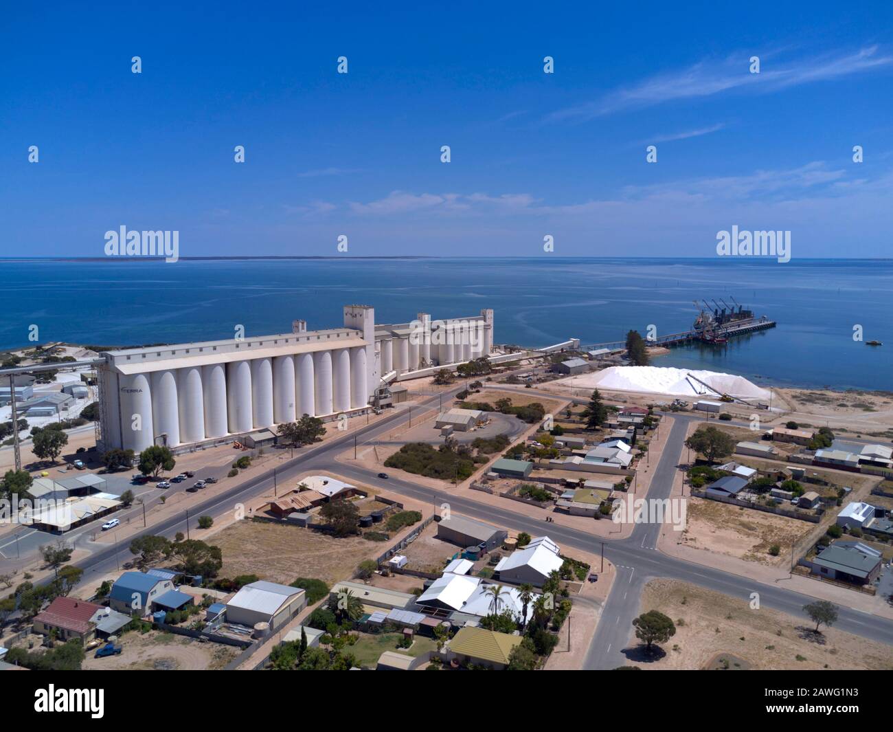 Antenna dei silos di grano a Port Thevenard Ceduna South Australia Foto Stock