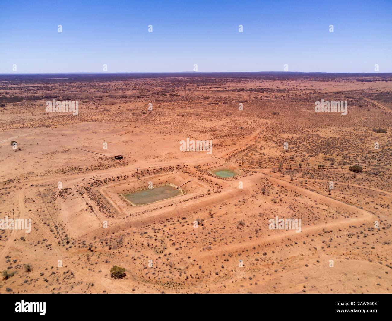 Schema aereo Dell'annaffiatura del Serbatoio Worungil vicino Wilcannia NSW Australia Foto Stock