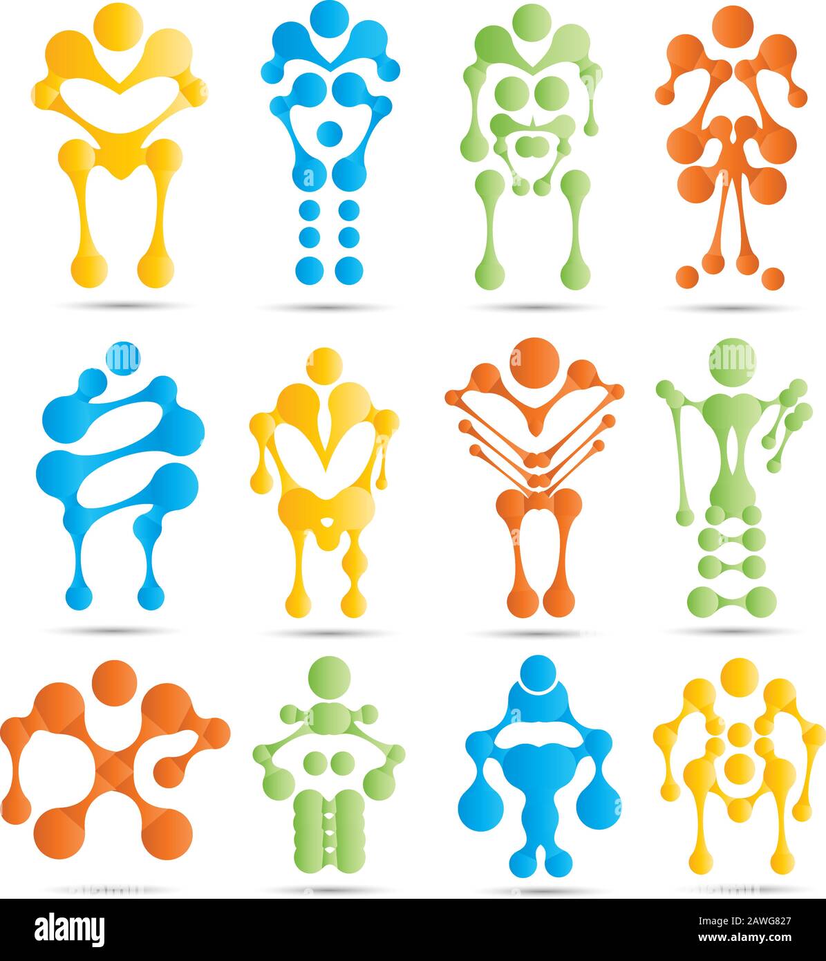 Stilizzata robotica e robot icon set creativi per esigenze di progettazione Illustrazione Vettoriale