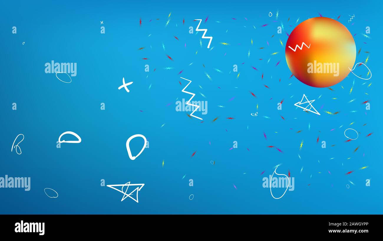 Sfondo a tema Super star. Illustrazione, liscia. Colori vivaci ad alta risoluzione e freschi. Stelle, pianeti, segni. Universo colorato spazio sfondo tema. Illustrazione Vettoriale